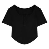 Fongt T-Shirt Female 2024 Summer New Korean Version Show Slim Inside Students Slim Students Thread Button Jacket