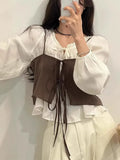 Fongt Chic Summer Niche Design Sense Square Tie Loose Casual Versatile Wear Short Vest Sling Female-Outfit