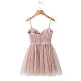 Black Mesh Frill Tulle Strap Mini Dress-Outfit