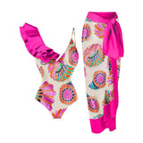 Sexy Fashion One Piece Swimsuit Solid 3D Flower Summer Women Swimwear Beachwear Summer Luxury Monokini Bathing Suit-Outfit