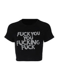 Sequined Letter Black Crop Top-Outfit
