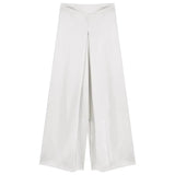 Fongt Acetic Acid Solid Silk Silk Slipping Fascination Leisure Broad Leg Trousers 2025 Summer New High-Waisted Trousers