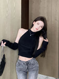 Wind Purple Vest Women Autumn New Umbilly Sleeves Sexy Hottie Repair Short Shoulder Sleeveless