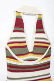 Knitted Stripe Halter Collar Mini Dress-Outfit