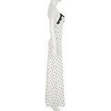 White Polka Dot V-Neck Maxi Dress-Outfit