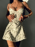 Green Floral Print Y2K Mini Dress-Outfit