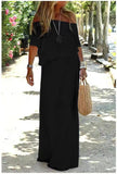 Fongt Summer New Fashion Casual Shoulder Tight Waist Short Sleeve Loose Long