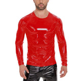 Fongt Men's PVC High Bright Patent Leather Coat Sexy Slim Leather Coat No Odor Size Accurate-Outfit