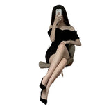 Fongt Style Temperament Package Hip Little Black Skirt French Style Sexy Pure Desire Wind Hot Girl Condole Belt Dress Dress-Outfit