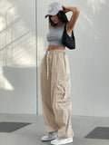 Vintage Oversized Parachute Cargo Pants-Outfit