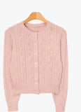Vintage Twist Sweater Jacket New Lazy Design Sense Hollow Jacket With Knitted Cardigan-Outfit