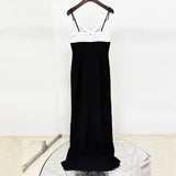 Fongt Star Fashion Black And White Slings Open Fork Dress And Floor Dress