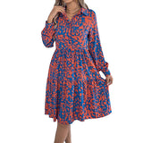 Fongt 2025 Casual Casual Leopard-Print Long-Sleeved Shirt Skirt Women's Clothing