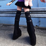 Fongt Punk Style Cool Hot Babes Chicken Eye Metal Buckle Decorative Horn Trousers Knitted Leggings Leg Sleeves
