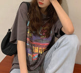 Motel Graphic Short Sleeve Oversized Tee-Outfit