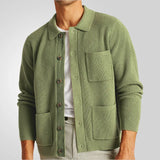 Fongt Men's Spring And Autumn High Density Knitted Shirt T-Shirt T-Shirt Collar Long Sleeve Sweater Jacket
