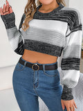 Fongt Autumn And Winter Casual Coloring Lantern Sleeves Exposed Umbilly Sweater Women's Clothing