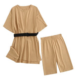 2021 Summer Women's Set 95% Cotton Suit Oversized Sets Long T-shirt Legging Shorts Suits High Quality