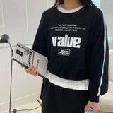 Vintage Letter Print Round Neck Sweatshirt-Outfit