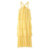 Fongt Women's Summer Three-Dimensional Flower Decoration Chiffon Sling Dress