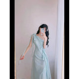 Fongt Girl Super Fire French Casual Dress Dress Female Summer Beautiful Unique Pure Waist Skirt High-End