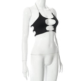 Chains Halter Sleeveless Short Camisole Solid Hollow Out Crop Top 2021 Summer Women Fashion Streetwear Y2K Casual