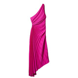 Fongt Women's New Fashion Pure Color Casual Temperament Shoulder Collar Folded Empty Dress Dress