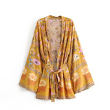 Fongt Autumn Women's New Human Cotton Positioning Water Printing Belt Kimono-Outfit
