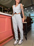 Fongt New Women's Wear Temperament Pure Color Sleeveless Vest Suit Casual Pants Two-Piece
