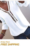 Women Sequins T-shirts Fall Winter 2023 Top Clothes Vintage 2000s Clothes y2k Luxury V Neck Long Sleeve Top Office