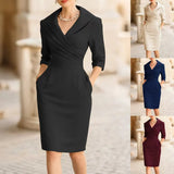 Fongt New Women's Collar Texture Sexy Sling Dress