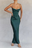 Satin Maxi Bodycon Dress Sexy Event Night Wedding Guest Dress Women Corset Party Dresses Pink Slit Dress High Quality-Outfit