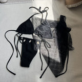 2024 New Small Fresh Sexy Beach Shell Three-Piece Net Swimsuit Bikini