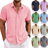 Fongt Men's Linen Short-Sleeved T-Shirts For Free-Fitting Sweatshirts For Men's Short-Sleeved Cotton Shirts Beach Plus-Size Men's Short-Sleeved