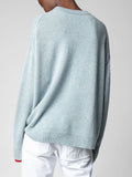 Embroidery Sweater Women 2023 Autumn Winter Asymmetrical Hem Wool Fashion Pullover Streetwear Sweaters Jumpers