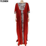 African Long Maxi Dress Women's Leopard Print Patchwork Boubou Robe Africain Daily Evening Party Dress African Dresses For