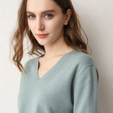 Sweater 2020 New V-neck Female Long-sleeved Knitted Pullover Jumper Pull Femme Clothes White Loose Thin Good