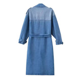 Fongt Spring New Loose Double Buckle With Belt Denim Wind Coat Coat Coat