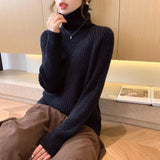 Wind, High Collar, Thin Sweater, Bright Silk Design, Solid Color Slim, Bottomed Sweater, Autumn And Winter Blouse-Outfit