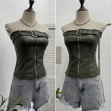Real Shooting Spice Girls High-End Pu Leather Tector Locomotive Wind Wrapped Bra Vest Sleeveless Top Tide