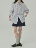 Fongt Department Sister Commuting Literature And Art Loose Thin Temperament Design Sense Of Small Lysier Cotton Striped Shirt