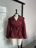 Fongt Pure Color Belt Short Jacket 2025 Spring And Autumn New Jacket