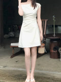 Fongt Art Angryal Intellectual Design Sense Of Small Simple Short-Sleeved Dress Women's Summer Short Skirt