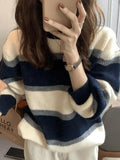 Color Block Striped Knit Sweater-Outfit