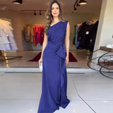 Fongt Summer New Solid Color Fashion Inclined Collar Waist Slim Temperament Elegant Dress-Outfit