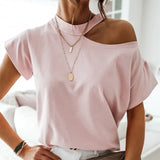 Tshirt Off Shoulder Short Sleeve White Solid Black Ladies Tshirts Halter 2020 Summer Fashion Casual T Shirts Tops