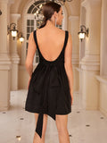 Summer Backless White Party Dresses Waist Big Bow A Line Dress Backless Casual Dresses Women Birthday Dress 2023-Outfit