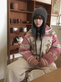 Pastel Printed Collar Knitted Buttoned Cardigan-Outfit