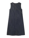 Fongt Kong Style Retro Sleeveless Vest Denim Dress Summer Thin Gentle Loose Temperament Reduction Korean Version Of Long Dress