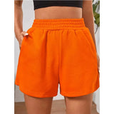 Summer Elastic Waist Loose Wide Leg Solid Color
